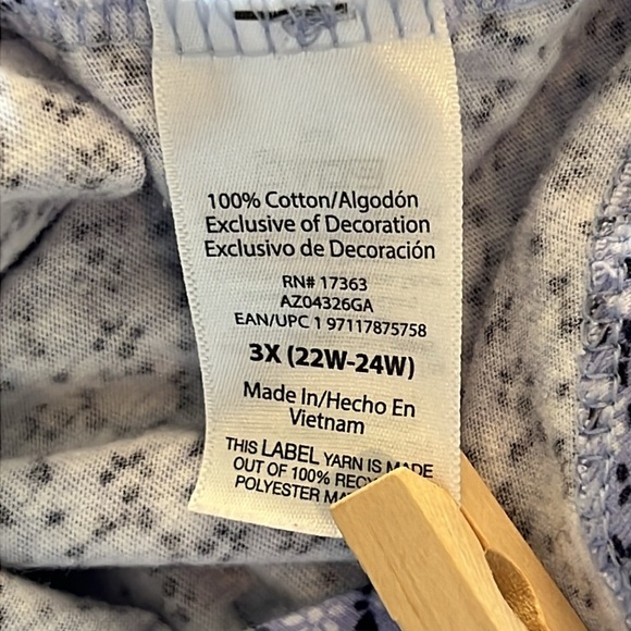 Aria Collection Purple Floral Patterned Cotton Nightgown 3X - Picture 4 of 5